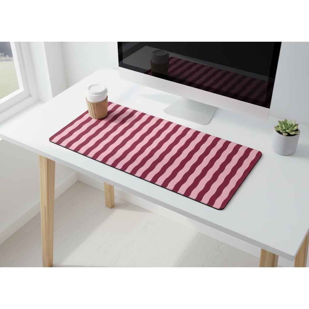 Office Desk Tech Accessories - Alas Meja Bergaris Bergelombang Warna Merah