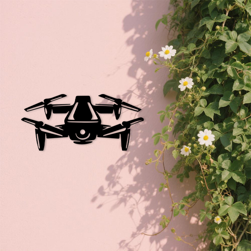 Office Tech And Gadgets - Seni Dinding Logam Siluet Drone 2D,