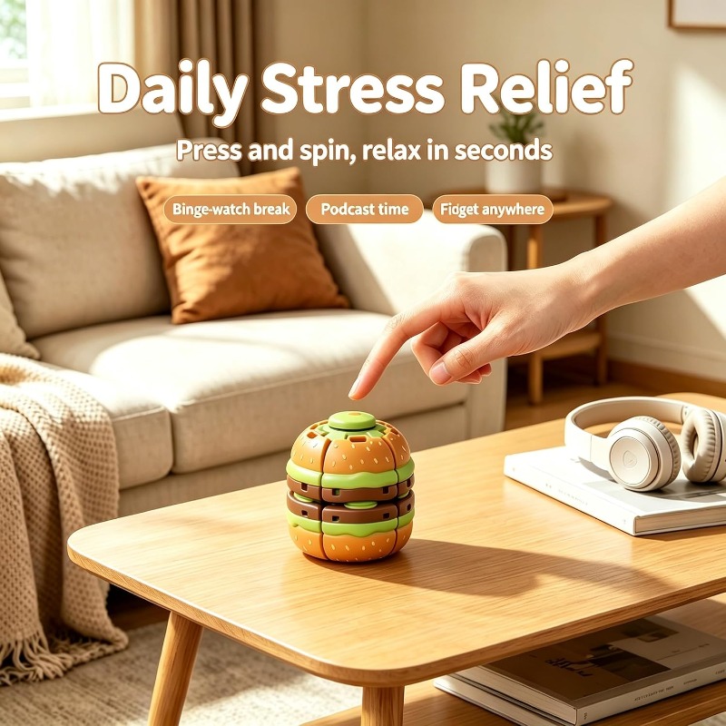 Spinner Fidget Burger Cetak 3D - Cool Office Tech Gadgets ulasan dan harga